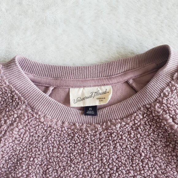 UNIVERSAL THREAD Sherpa Scoop Neck Raglan Pullover Mauve Sweater SZ XS - Picture 5 of 12